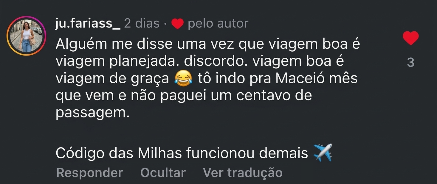 Depoimento de aluno do Método Código das Milhas