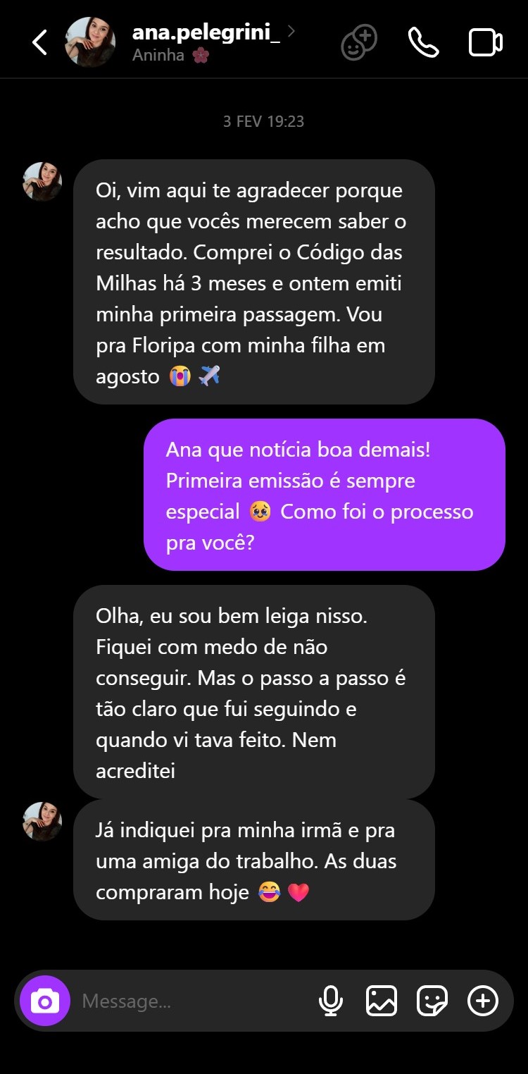 Depoimento de aluno do Método Código das Milhas